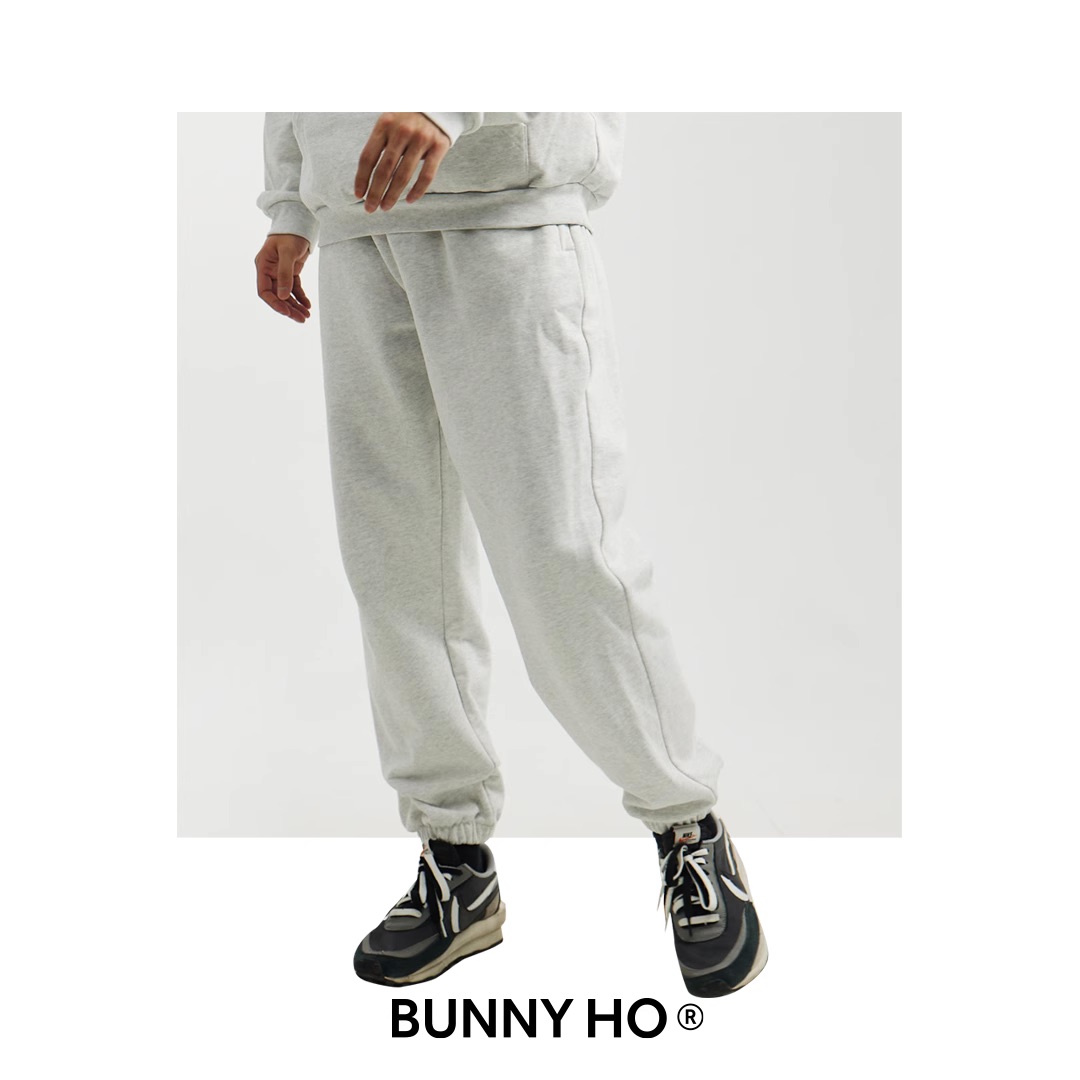 Bunny Ho 春季灰色黑色宽松针织束脚休闲运动裤长裤子卫裤潮流_男同事